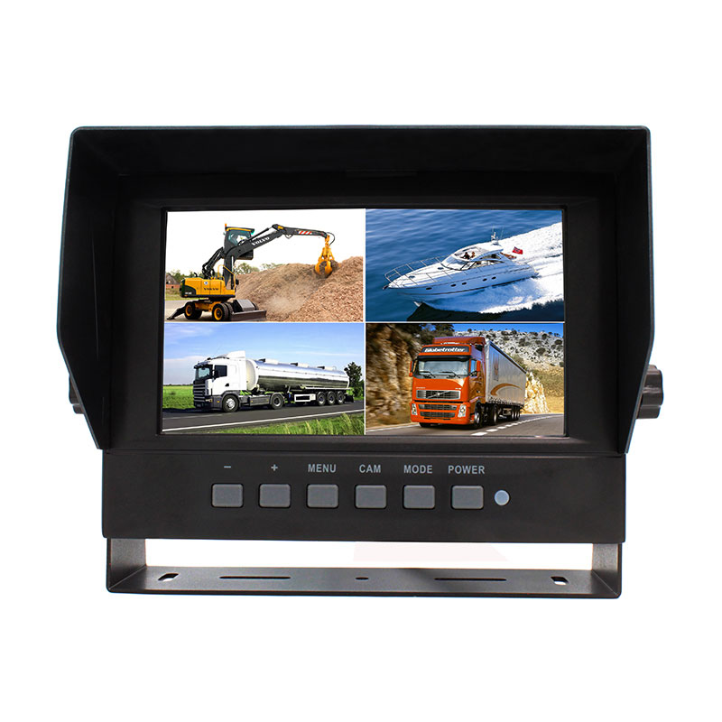 4 channel quad 7 inch waterproof lcd monitor for car camera